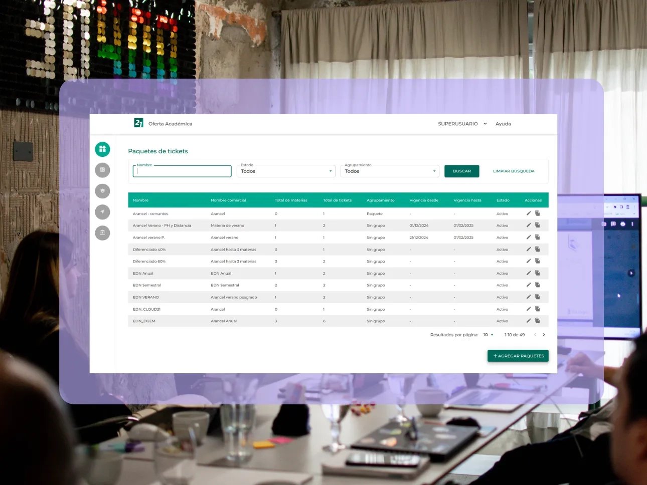 IMAGE ALT TEXT: Aplicación Backoffice de oferta académica desarrollada por Bitlogic para la Universidad Siglo 21
